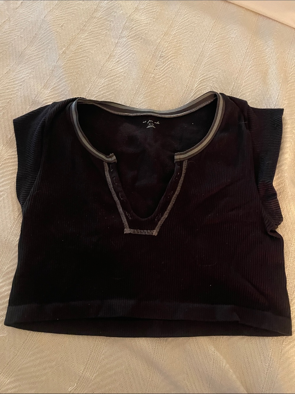 Urban Outfitters Black Ribbed Scoop-Notch Crop Top